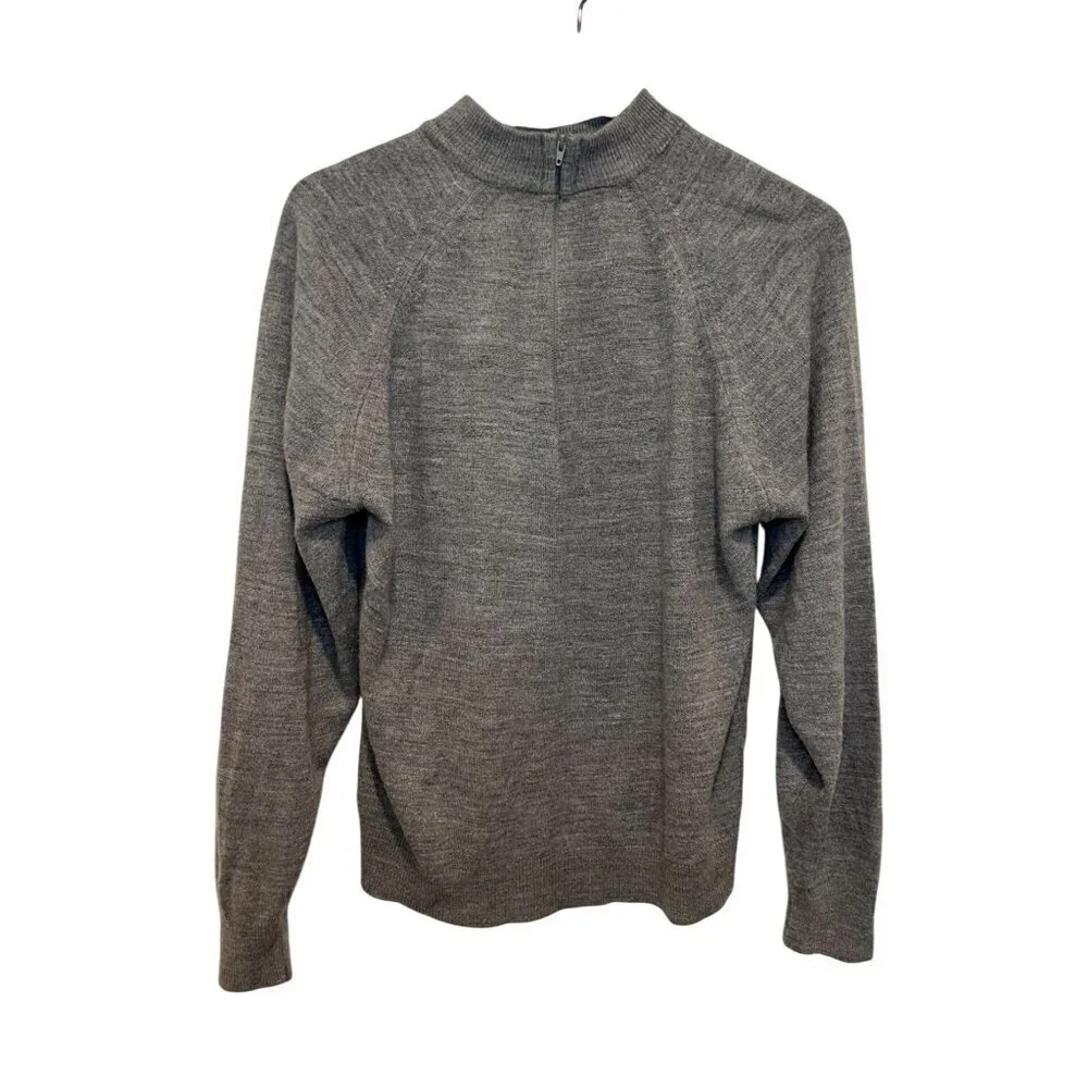 Lord & Taylor Gray Quarter-Zip Wool Sweater Size 38 Long Sleeve Lightweight